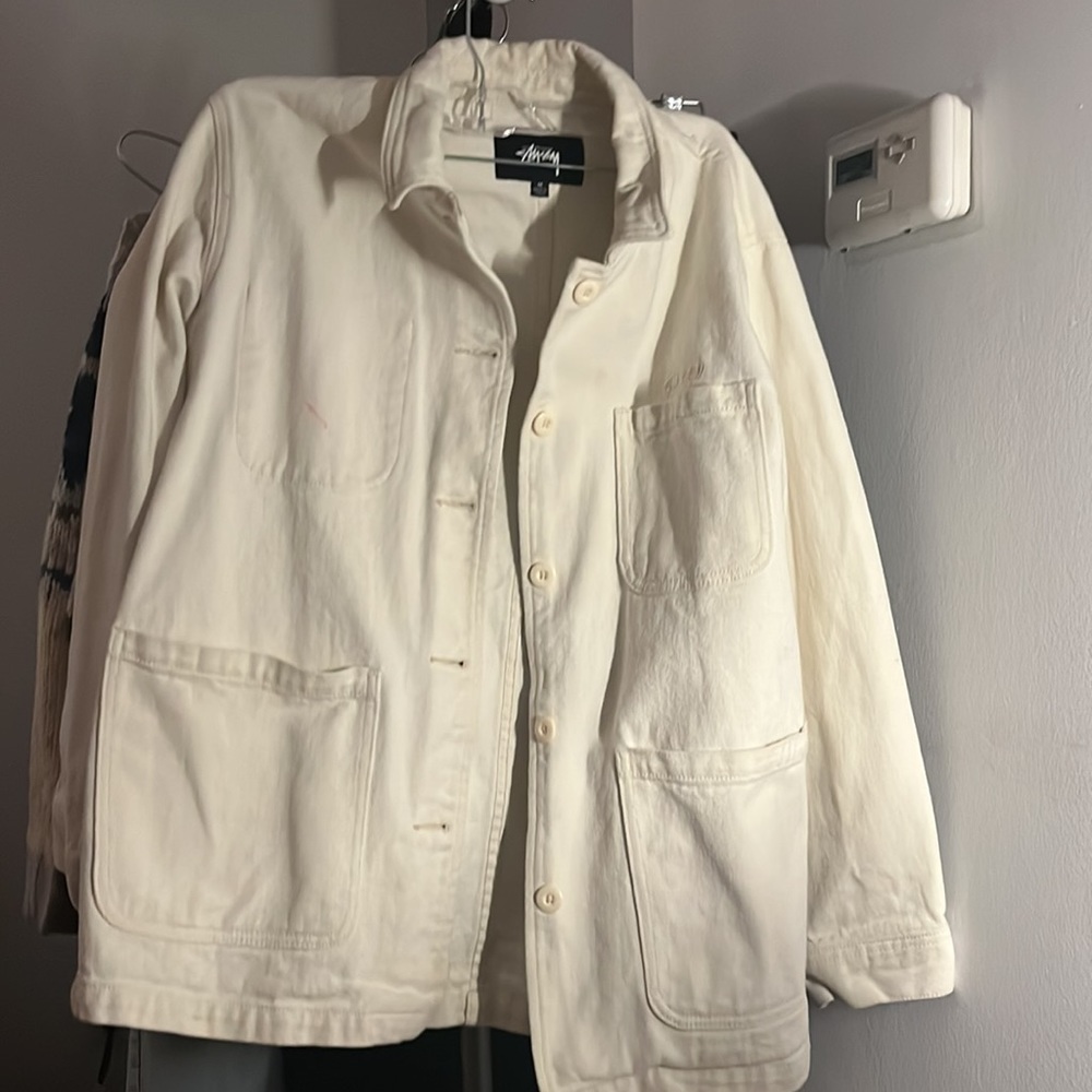Stussy workwear creamy white button up jacket